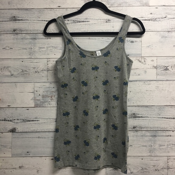 bp Tops - 🍁 BP gray tank top with blue floral pattern